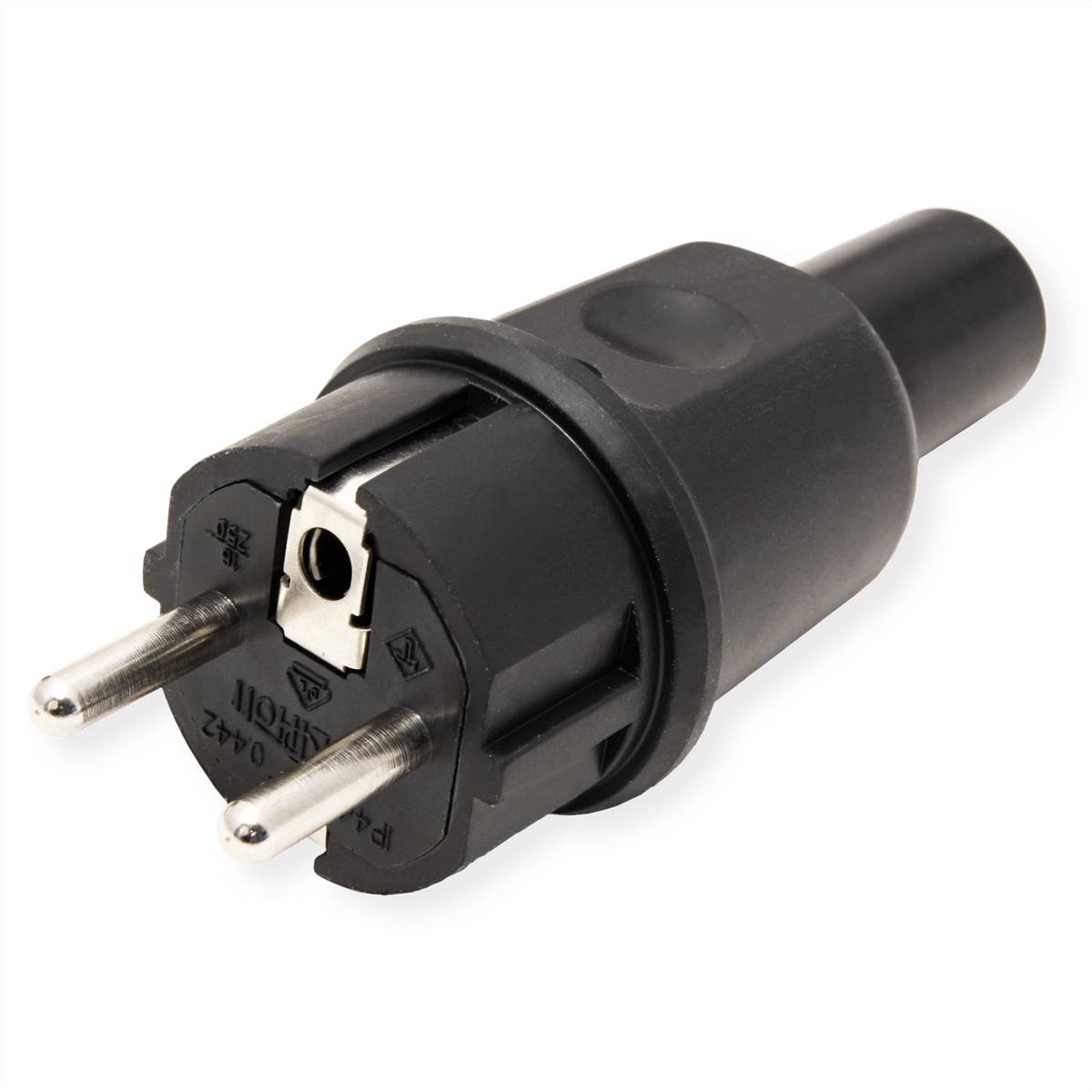 Bachmann 913.169 Schutzkontaktstecker Vollgummi 250V Schwarz IP44, IP20