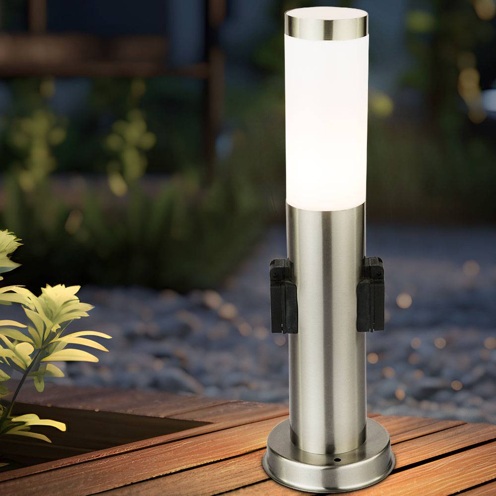 Smart Home LED RGB Außenleuchte mit Steckdose 45cm dimmbar Stromsäule Garten mit Lampe Farbwechsel App- und Sprachsteuerung Standleuchte RGB, 1x5W
