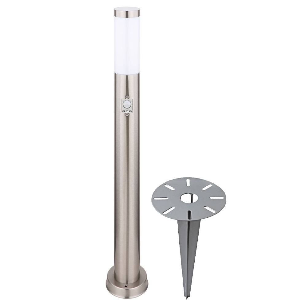 Wegeleuchte mit Bewegungsmelder Erdspieß Gartenleuchte LED Außenstehlampe, Edelstahl silber, 11W 1055lm 3000K, DxH 7,6x80 cm