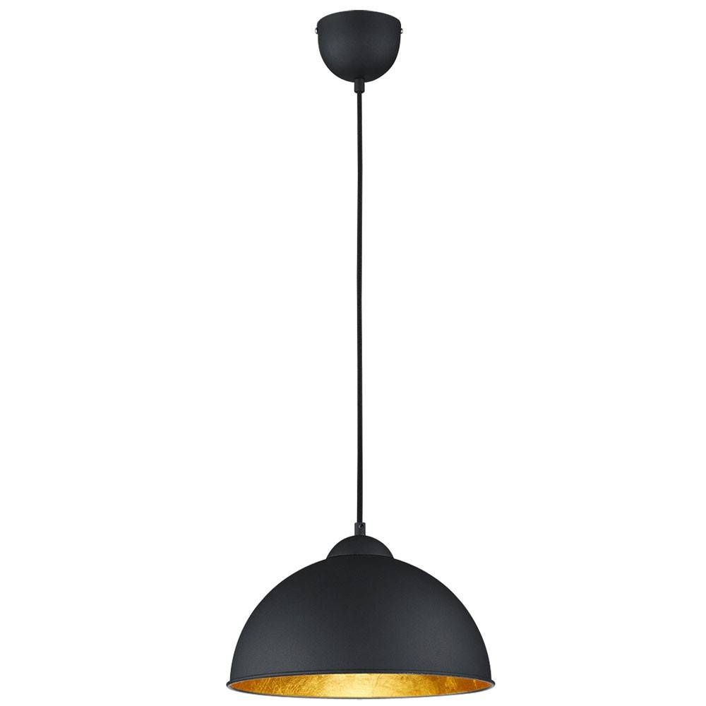 Pendelleuchte Wohnzimmerlampe Hängelampe Esstischleuchte schwarz gold, Metall, 1x E27, DxH 31 x 127 cm