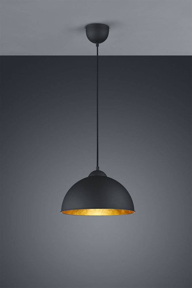 Pendelleuchte Wohnzimmerlampe Hängelampe Esstischleuchte schwarz gold, Metall, 1x E27, DxH 31 x 127 cm
