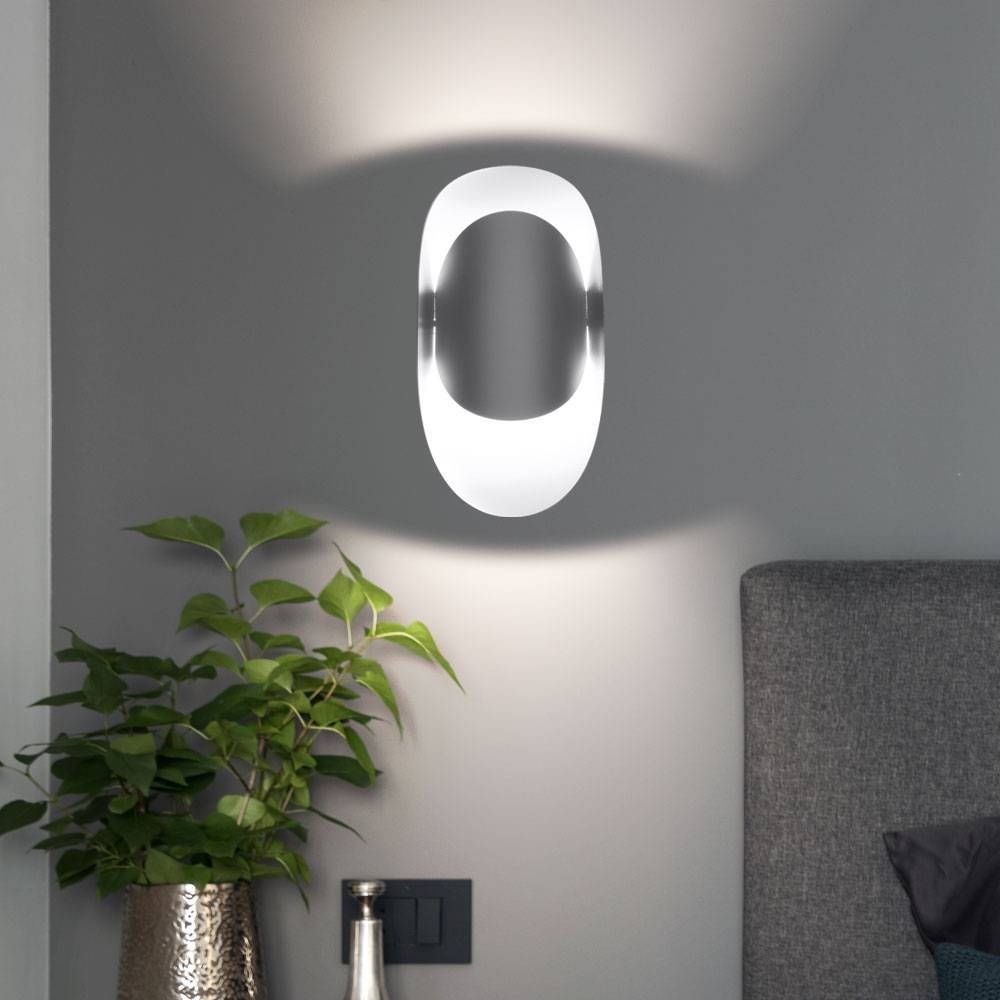 Wandleuchte Treppenhaus Innen Wandlampe Schlafzimmer indirekte Beleuchtung Wohnzimmer, Stahl weiß, 1x G9, H 30 cm