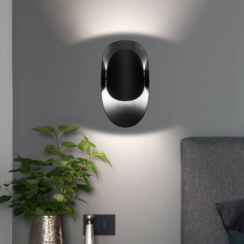 Wandlampe Schlafzimmer Wandleuchte Treppenhaus Innen indirekte Beleuchtung Wohnzimmer, Stahl schwarz, 1x G9, H 30 cm