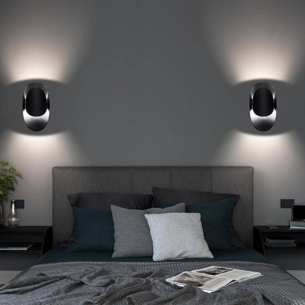 Wandlampe Schlafzimmer Wandleuchte Treppenhaus Innen indirekte Beleuchtung Wohnzimmer, Stahl schwarz, 1x G9, H 30 cm