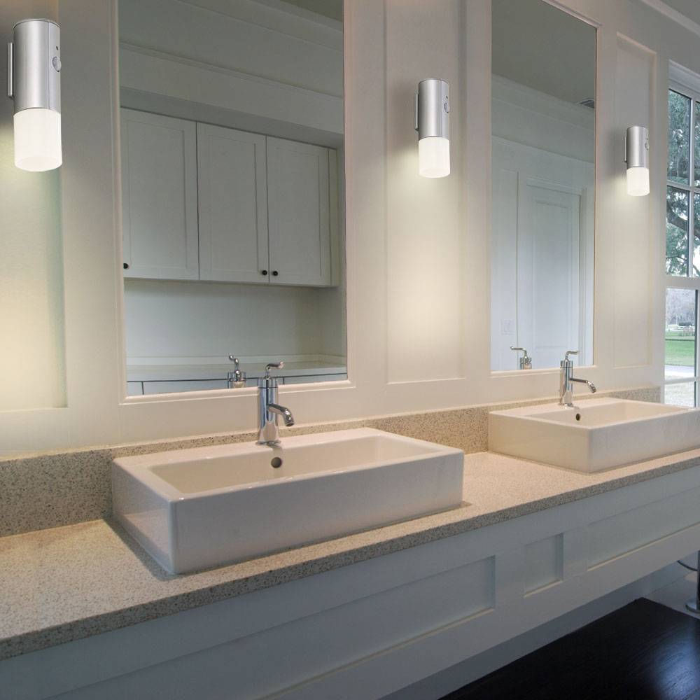 Nachtlicht mit Bewegungsmelder Batterie LED Treppenleuchte mit Bewegungsmelder Nachtlicht mit Batterie, titanfarben, 2x LED 0,06 Watt kaltweiß, DxH