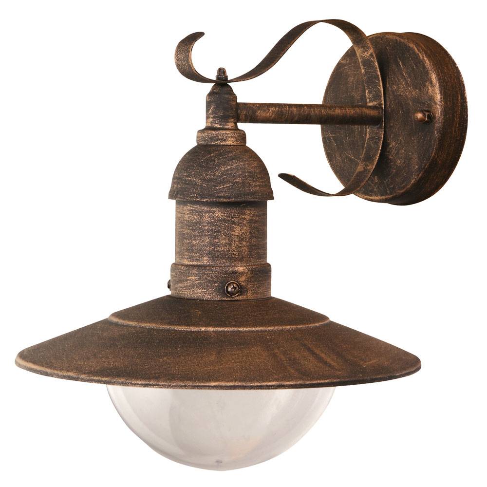 Außenlampe Wandleuchte Außen E27 Terrassenlampe Wandlampe schwarz gold, Metall Kunststoff, 1x E27 Fassung, B x H x T 24 x 25,6 x 27,2 cm