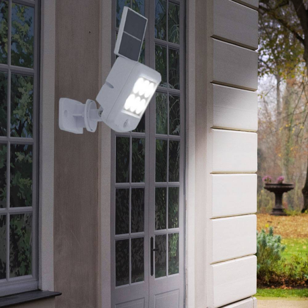 Solarlampen für Außen mit Bewegungsmelder LED Solar Wandleuchte Aussen Spot mit Bewegungsmelder Aussen, weiß, LED 0,3W 150Lm kaltweiß, LxBxH 12,8x