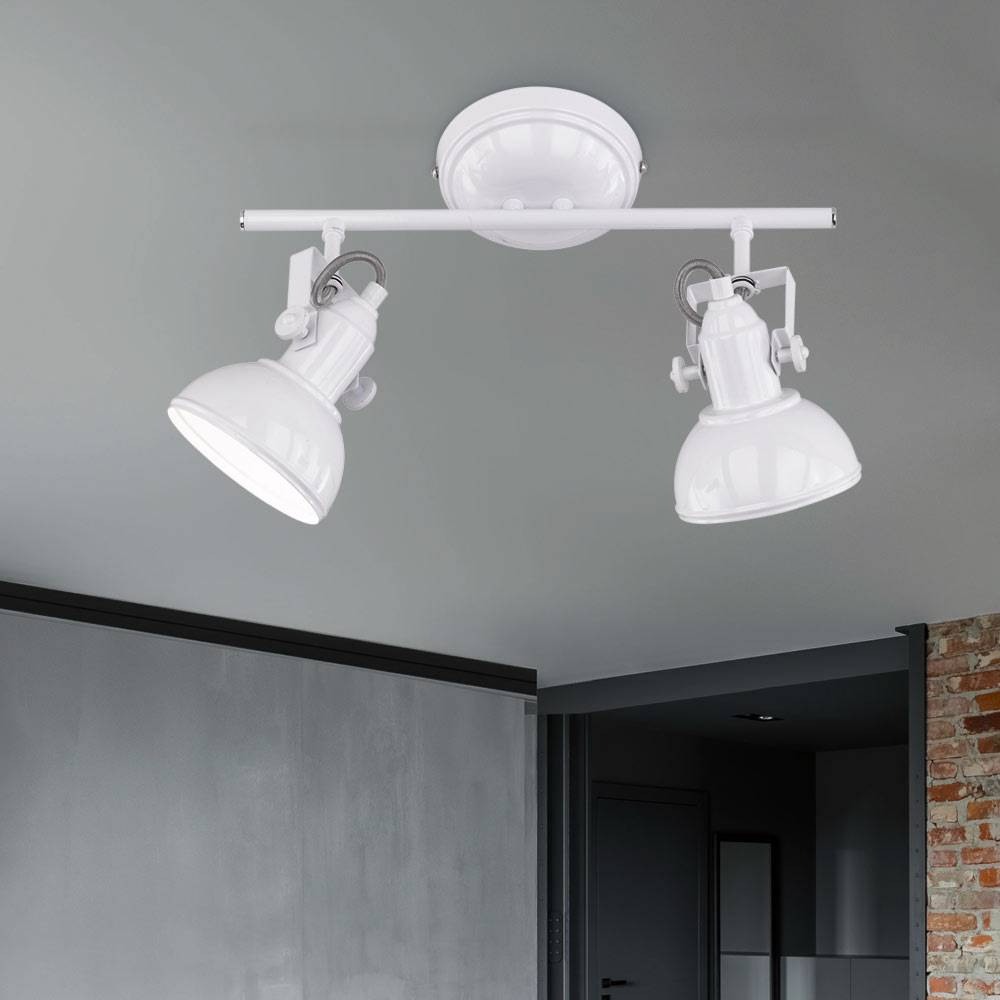 Deckenleuchte 2 Flammig weiß Deckenlampe Strahler Deckenspot Wohnzimmer weiß, Spots schwenkbar, Metall, 2x E14, LxBxH 36x13x25 cm