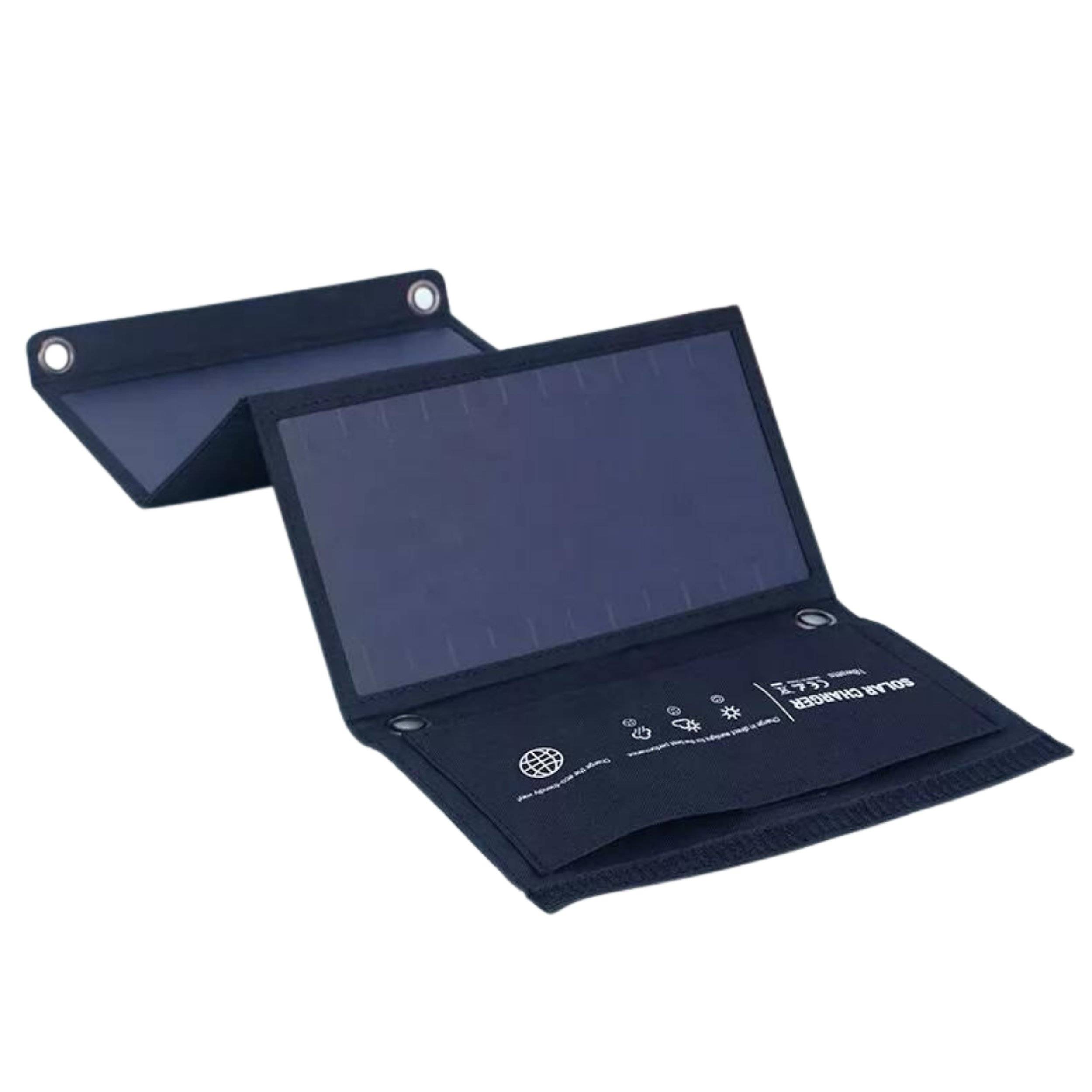 Faltbares Solarpanel Ladegerät 14W monokristallines Solarmodul mit 2x Quick-Charge-USB