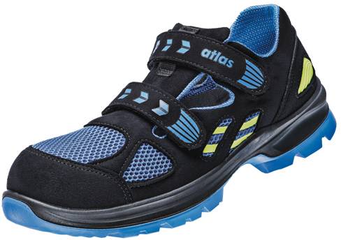 ESD Sandale FLASH 4600, S1, Mesh, Unisex, schwarz/royal blau/neon-gelb, Größe 36