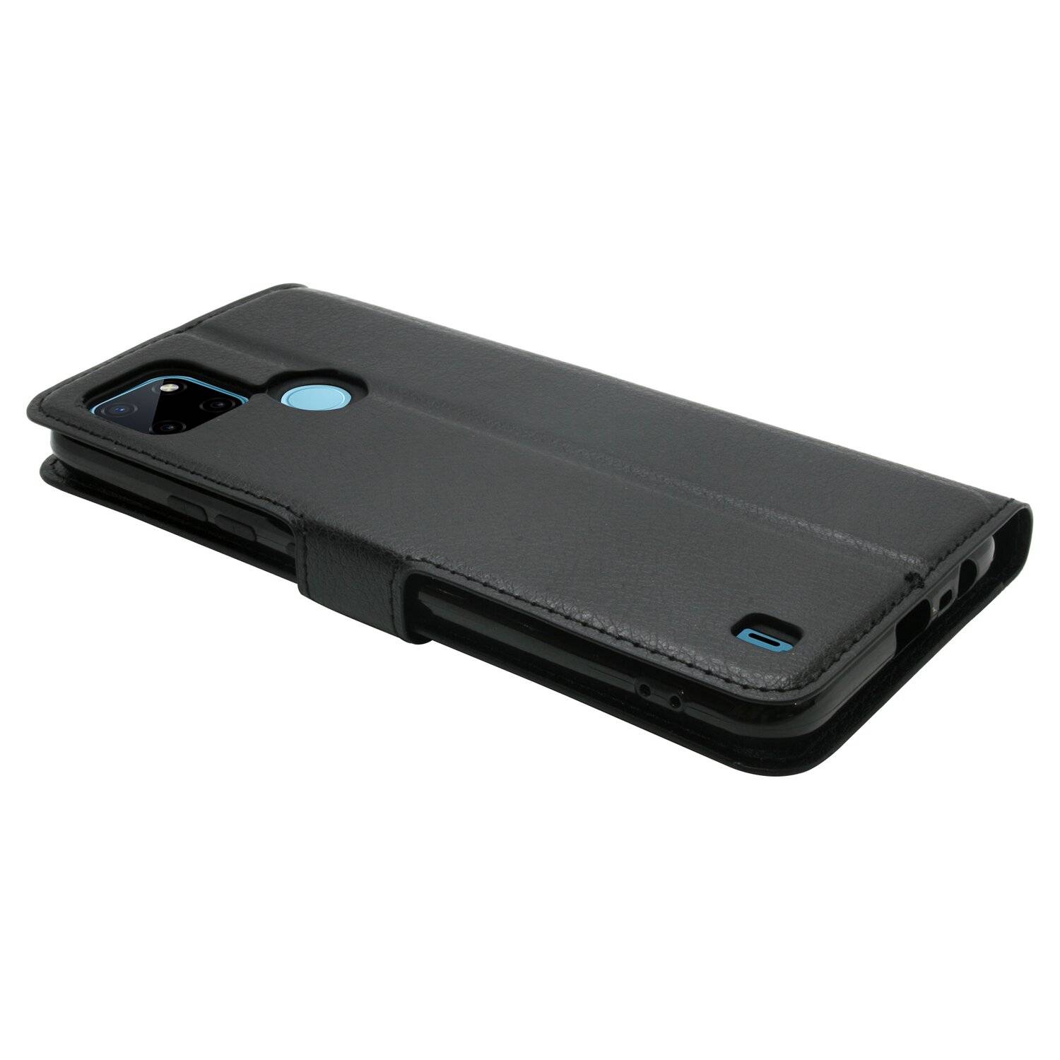 Buch Tasche Schutzhülle aufklappbare Hülle Standfunktion Zubehör kompatibel mit Realme C25Y schwarz