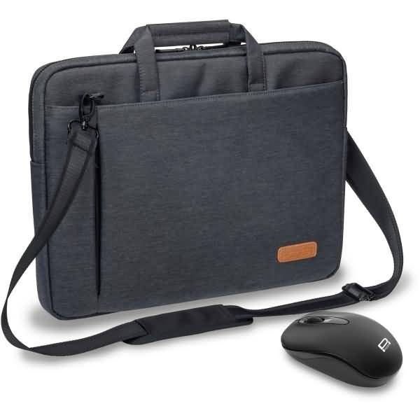 PEDEA Notebooktasche -ELEGANCE- 39,6cm (15,6-), grau + Maus