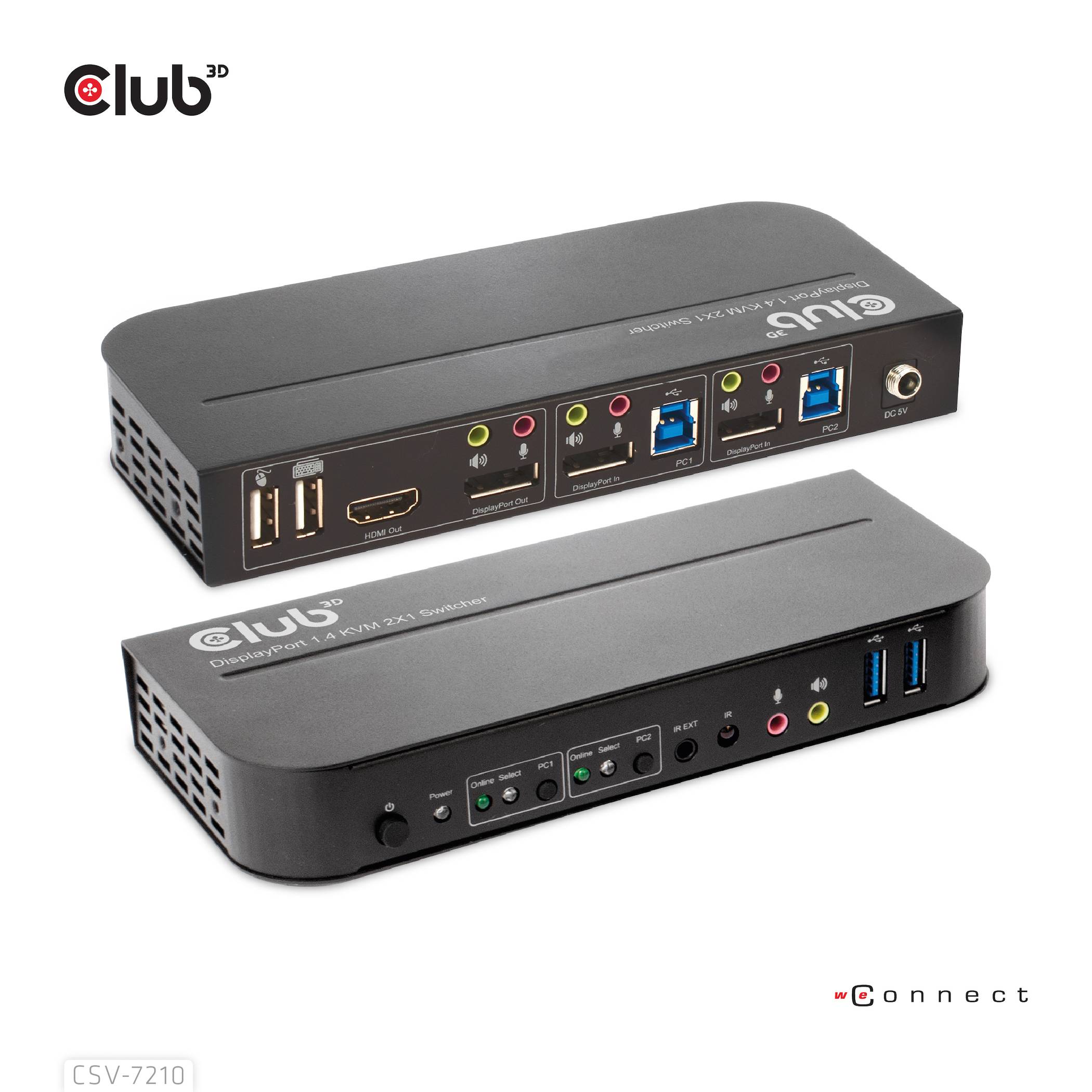 Club 3D CSV-7210 - KVM-/Audio-Switch - 2 x KVM/Audio - 1 lokaler Benutzer - Desk