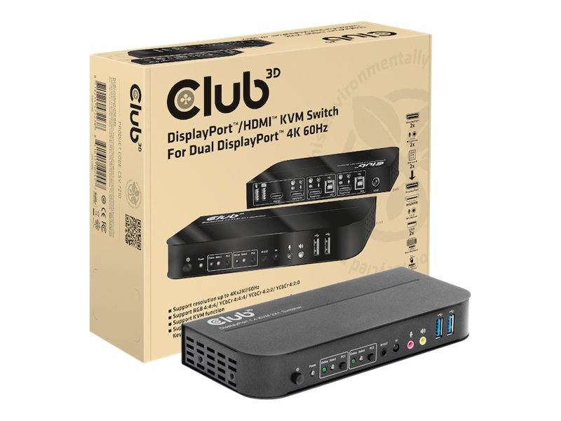 Club 3D CSV-7210 - KVM-/Audio-Switch - 2 x KVM/Audio - 1 lokaler Benutzer - Desk