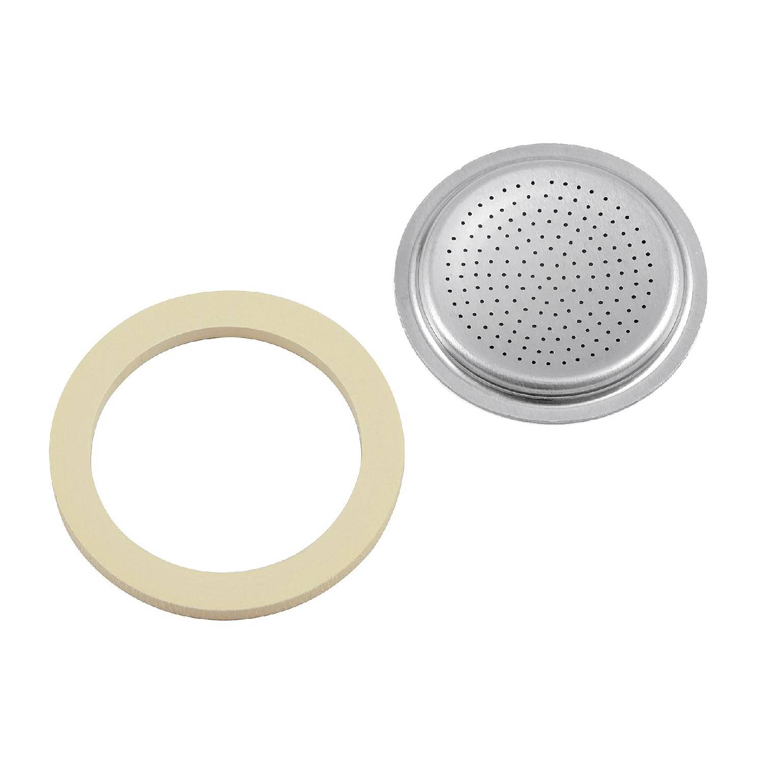 Bialetti 0800038 Ersatzteilset 1 Dichtung Gummi + 1 Filter 2 Tassen, silber, 2-teilig (1 Set)