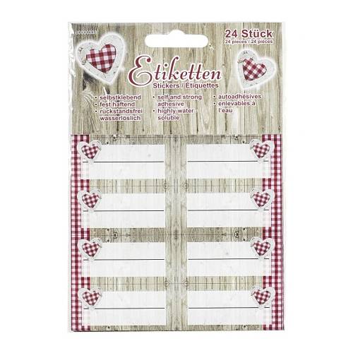Gläser Etiketten selbstklebend, fest haftend, rückstandsfrei, wasserlöslich, weiß/natur/rot (24er Pack)