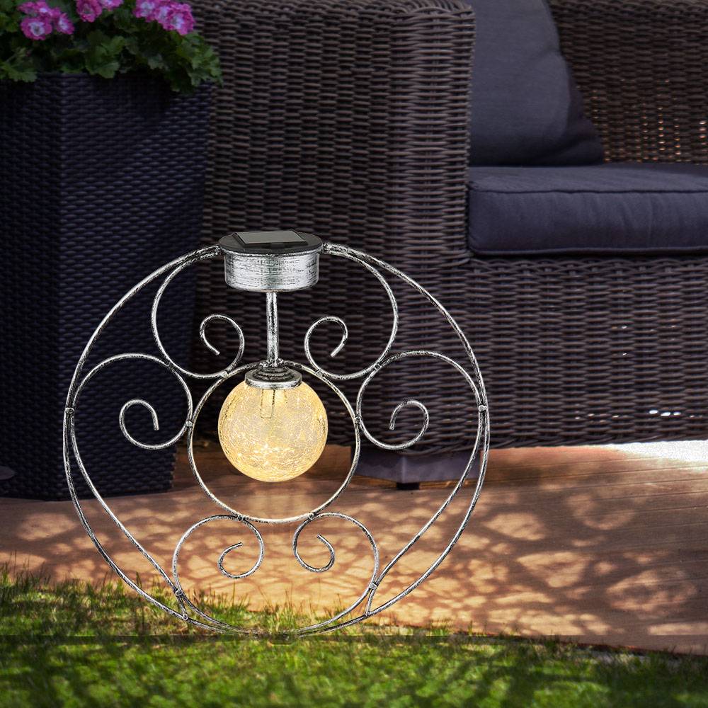 Solarlampe orientalische Glaskugel Dekoleuchte Gartenlampe Solar Solarleuchte Metall für Außen, Metall Glas, Erdspieß, 1x LED 0,06W warmweiß, LxBx