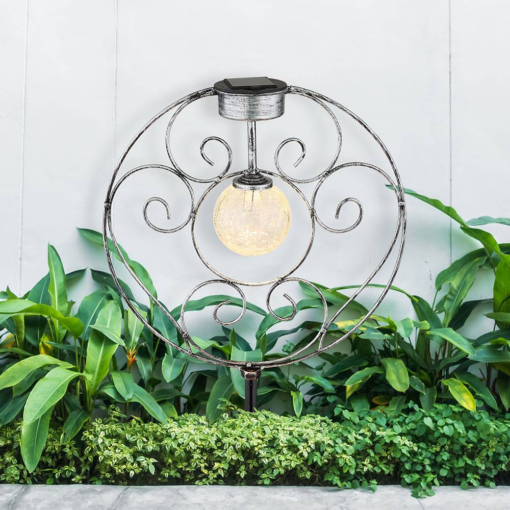 Solarlampe orientalische Glaskugel Dekoleuchte Gartenlampe Solar Solarleuchte Metall für Außen, Metall Glas, Erdspieß, 1x LED 0,06W warmweiß, LxBx