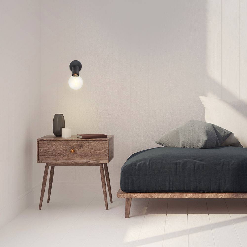 Wandlampe Innen mit Schalter Wandspot schwarz schwenkbare Wandleuchte, Aluminium Metall, 1x E27, BxHxÜ 12x14,5x16 cm