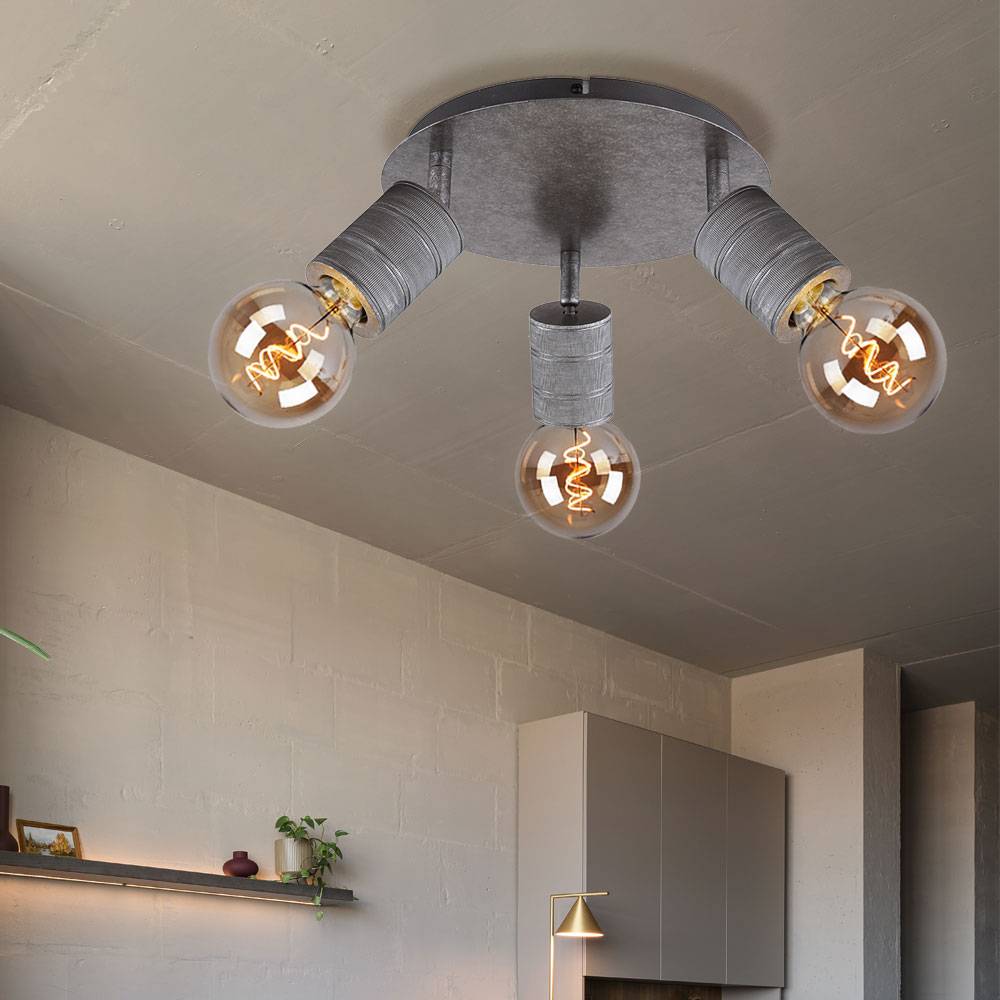 Strahler antik ohne Schirme Alu rund silberfarben Fassungsabdeckungen gerillt