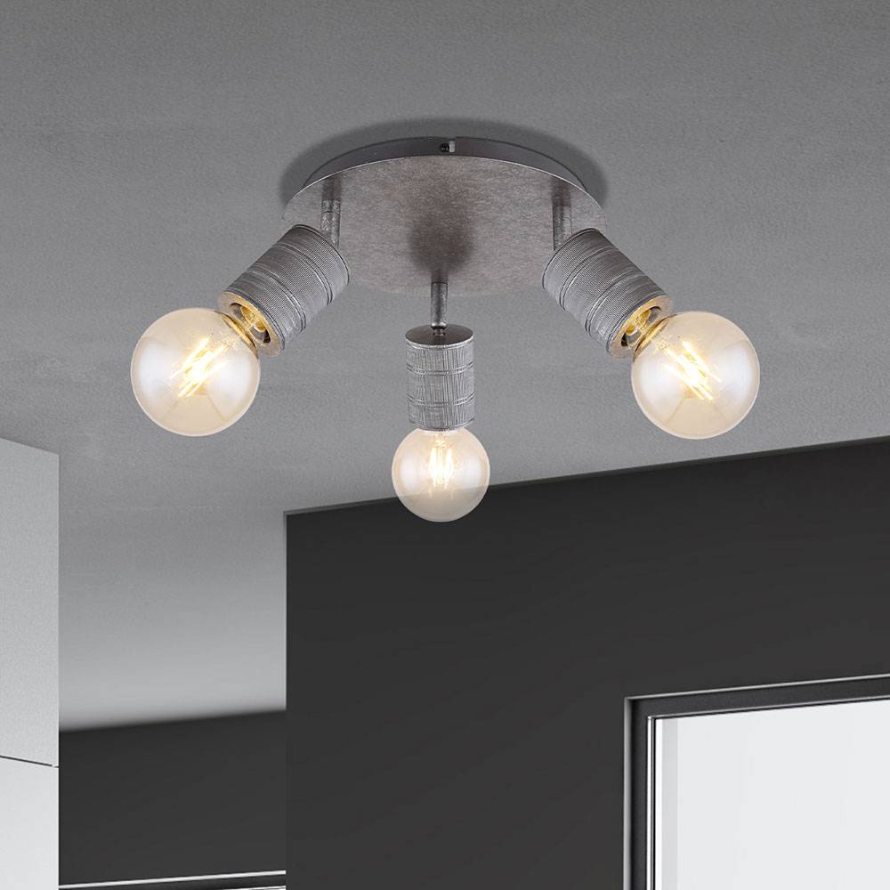 Strahler antik ohne Schirme Alu rund silberfarben Fassungsabdeckungen gerillt