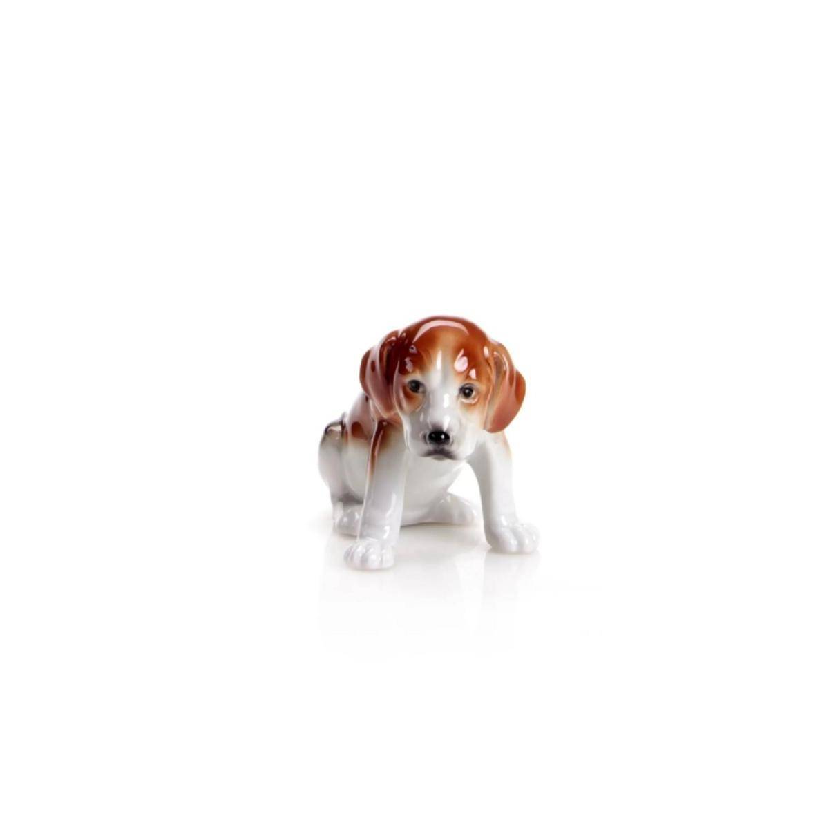 394/40 - Beagle Porzellanfigur, 5 cm, braun lackiert