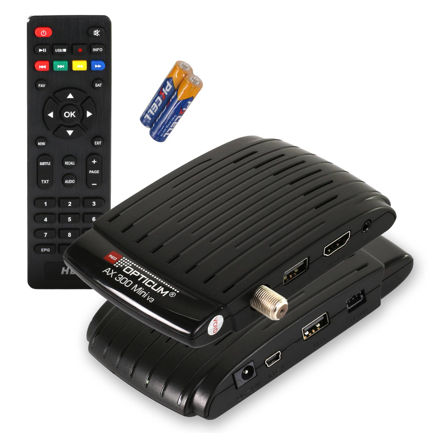 AX 300 mini V3 Sat Receiver I Digitaler Satelliten-Receiver HD - externer IR Sensor mit LED Display