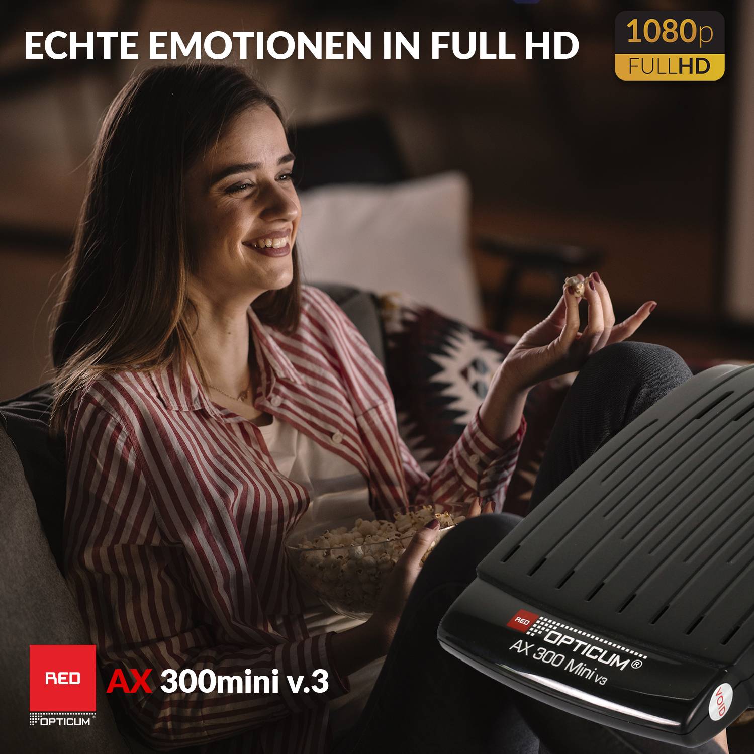 AX 300 mini V3 Sat Receiver I Digitaler Satelliten-Receiver HD - externer IR Sensor mit LED Display