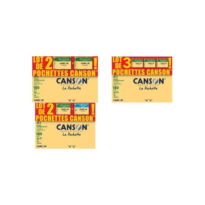 CANSON Zeichenpapier "C" à Grain, 240 x 320 mm, 3er Set