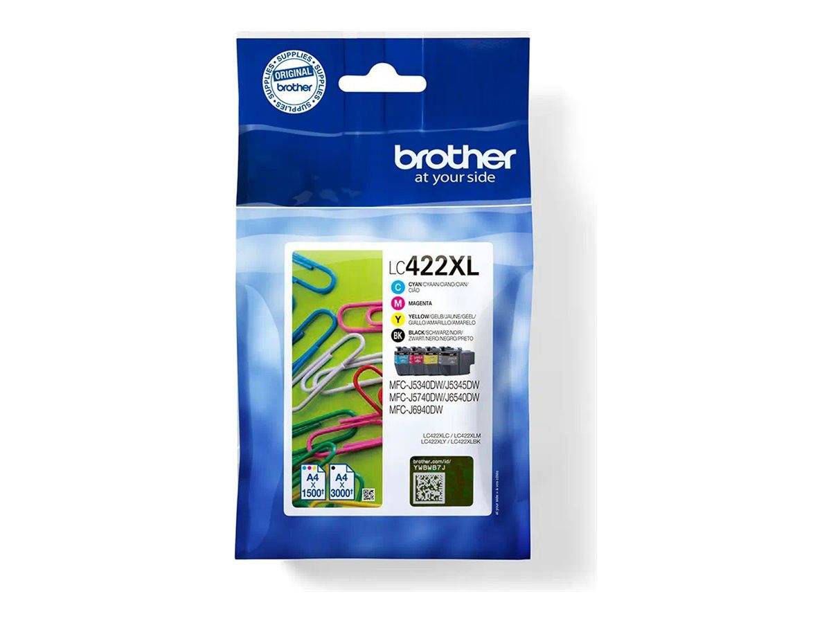 Brother LC422XL Multipack - 4er-Pack - Hohe Ergiebigkeit - Schwarz - Gelb - Cyan