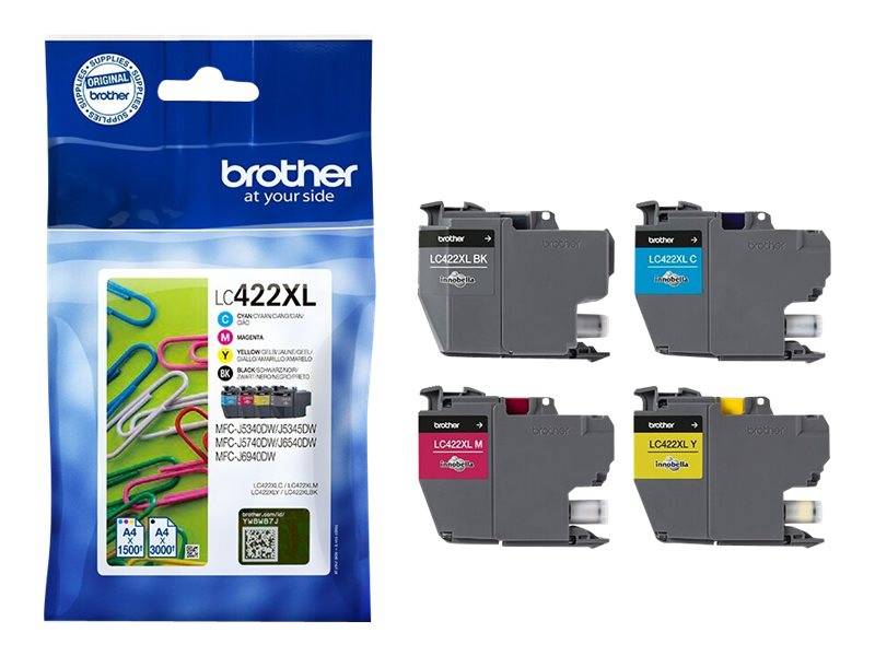 Brother LC422XL Multipack - 4er-Pack - Hohe Ergiebigkeit - Schwarz - Gelb - Cyan
