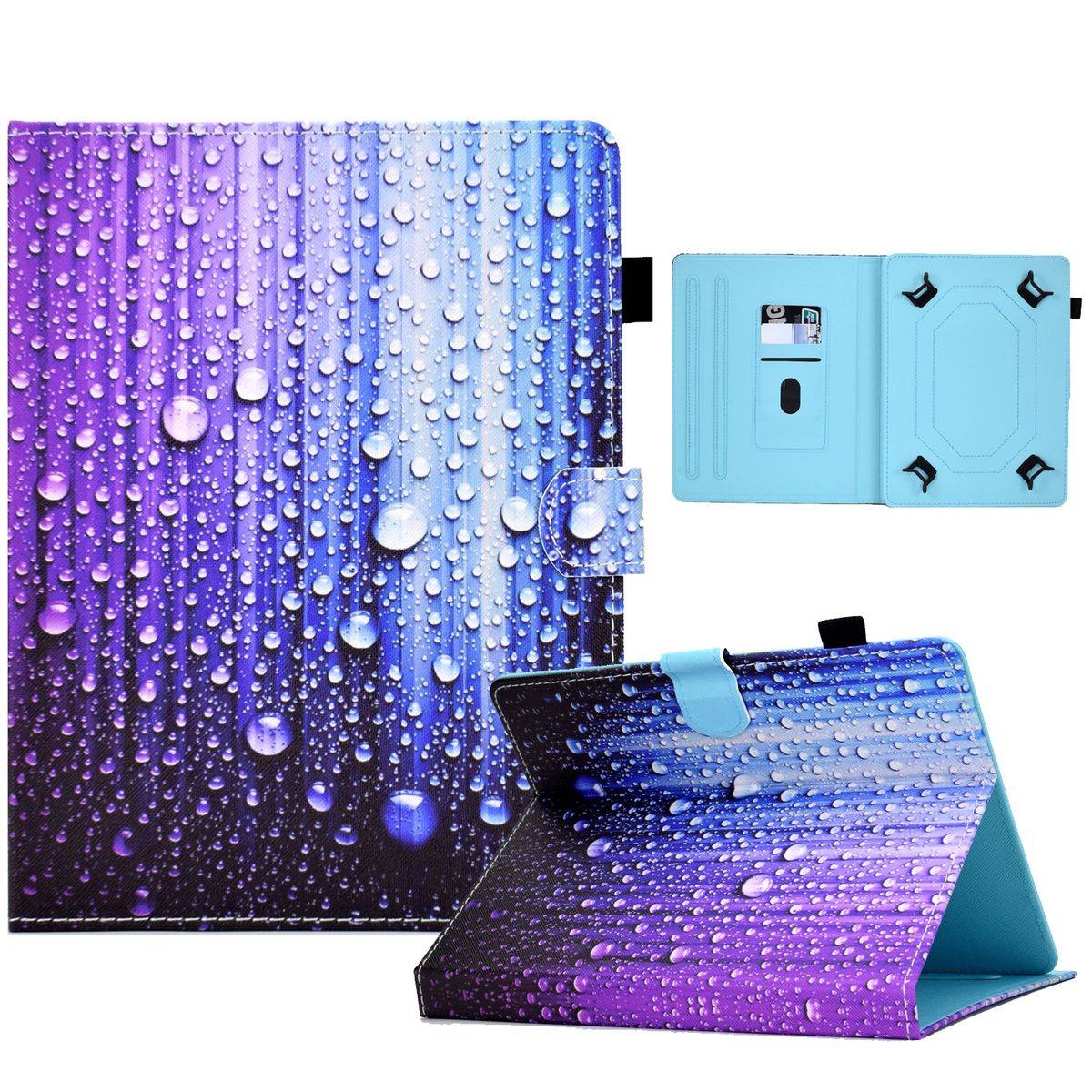 Kunstleder Tablet Cover Tasche Wassertropfen für Samsung Galaxy Tab A Blau Hülle Case Etui