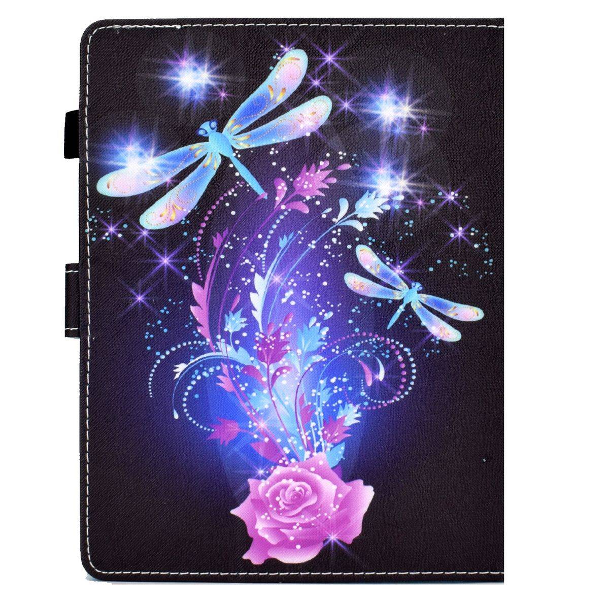 Kunstleder Tablet Cover Tasche Schmetterling für Amazon Fire HD 10 / 10 Plus Schwarz Hülle Case Etui