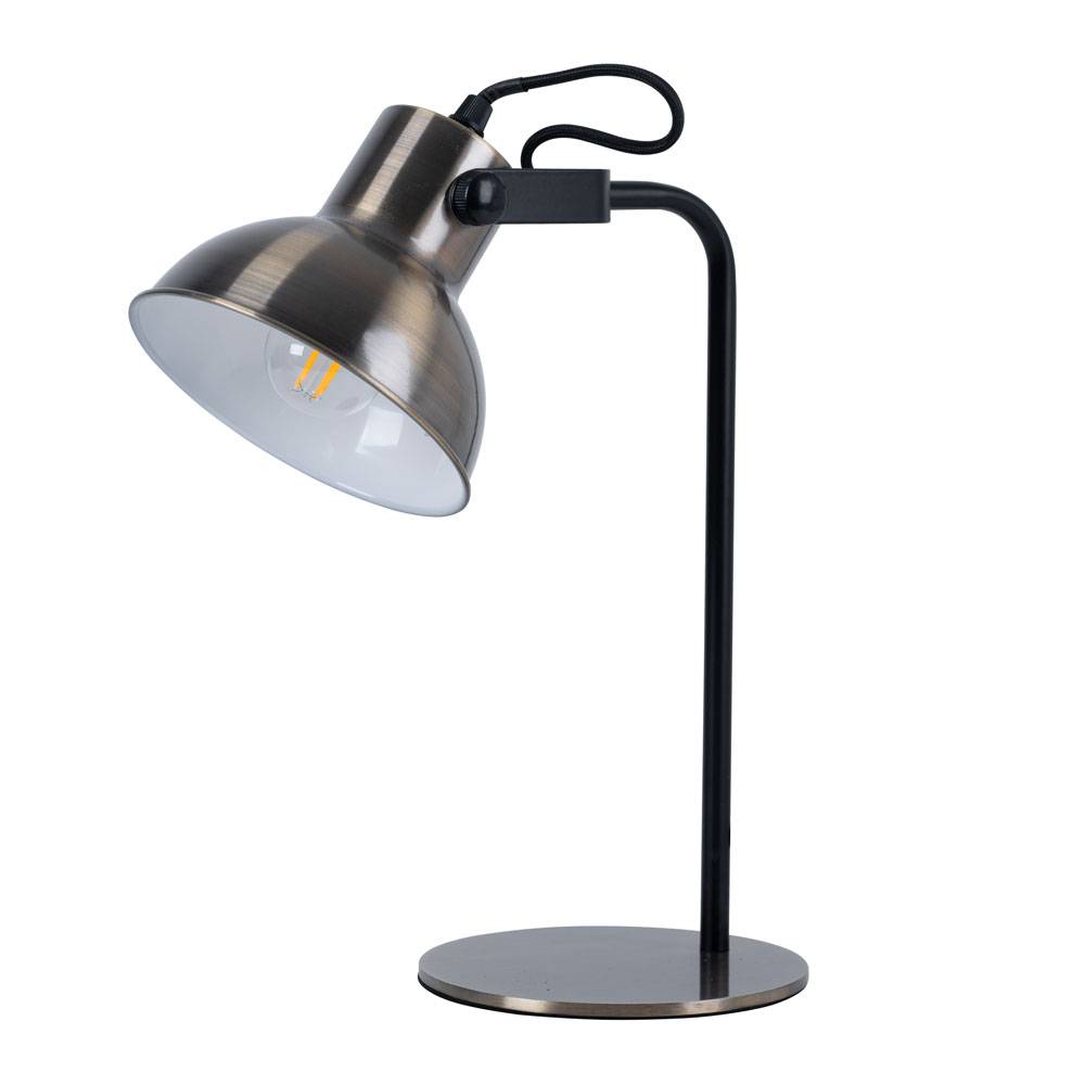 Tischleuchte Nachttischlampe Schreibtischleuchte schwarz mit schwenkbarem Spot, 1x E14, H 33,5 cm