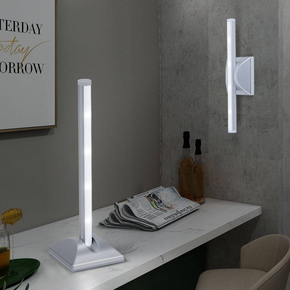 Wandleuchte Nachtlicht Wandlampe 2 Stufen Innen indirekte Beleuchtung Flurlampe Batteriebetrieben, Kunststoff, 1x LED, DxH 9x28 cm, 2er Set