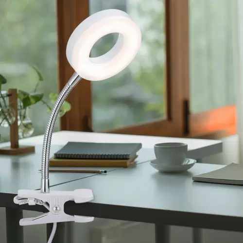 Tischleuchte Klemmlampe weiß Klemmleuchte Wohnzimmer LED mit Stecker Leselampe, Spot beweglich, Metall , 1x LED 4W 330Lm 3000K, DxH 9x21 cm, 3er Set Tischleuchte Klemmlampe weiß Klemmleuchte Wohnzimmer LED mit Stecker Leselampe, Spot beweglich, Metall , 1x LED 4W 330Lm 3000K, DxH 9x21 cm, 3er Set