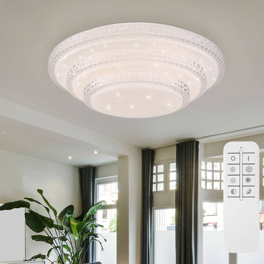 Deckenlampe dimmbar mit Fernbedienung, Smart LED Deckenleuchte, App-Sprachsteuerung, Nachtlichtfunktion, 30W 2300lm warmweiß- kaltweiß, DxH 49,5 x