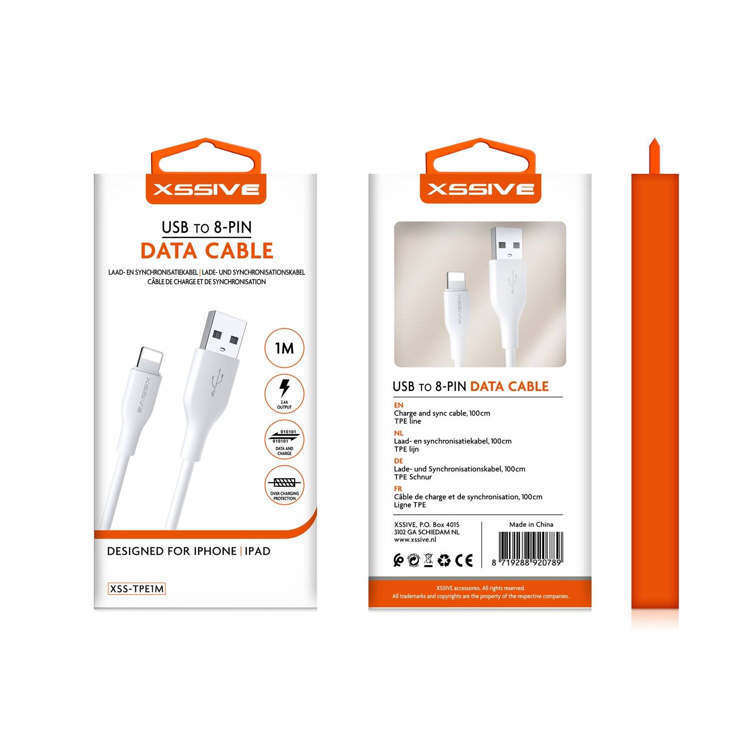 Xssive 20W 1 Meter USB-C zu iPhone Datenkabel 2.4A Schnell-Ladekabel Lade- und Synchronisationskabel weiß