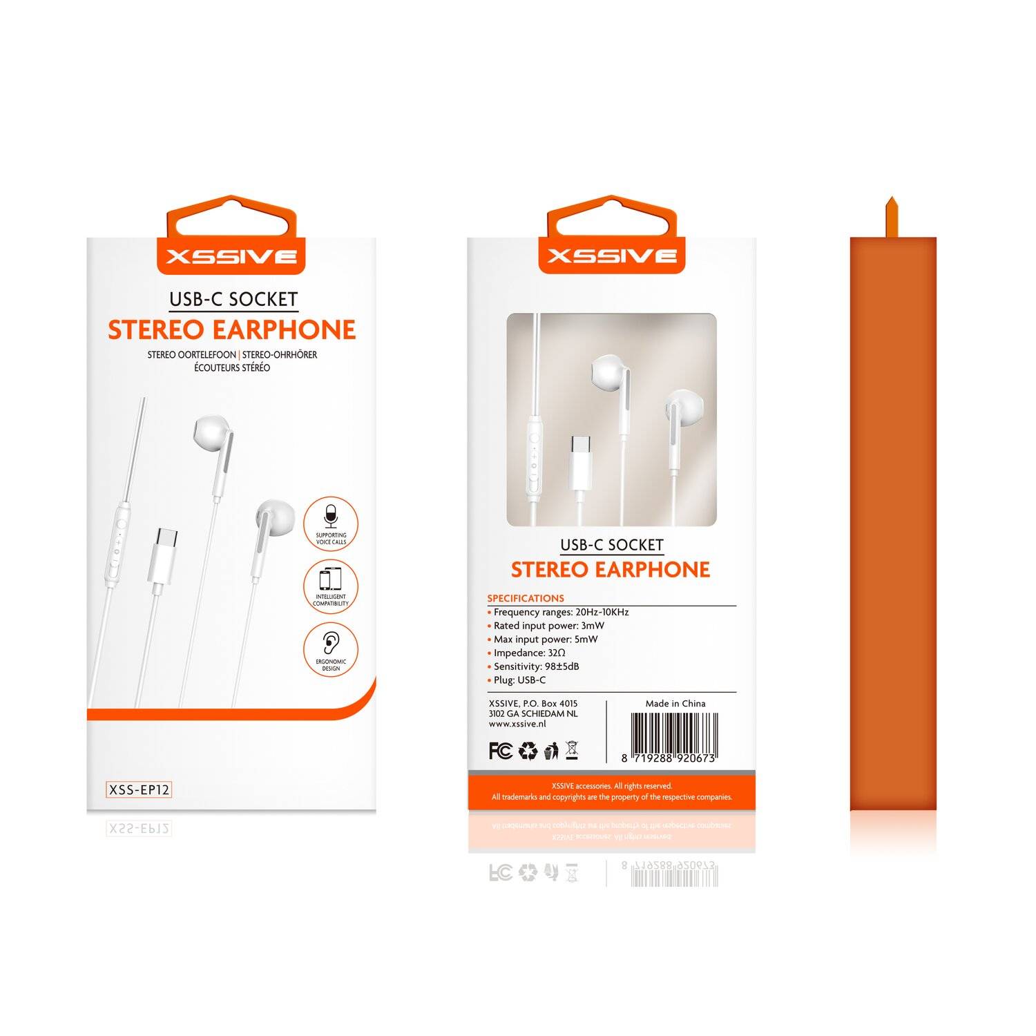 Xssive In-Ear Kopfhörer Typ-C Headset mit Mikrofon USB-C Anschluss kompatibel mit Smartphones weiß