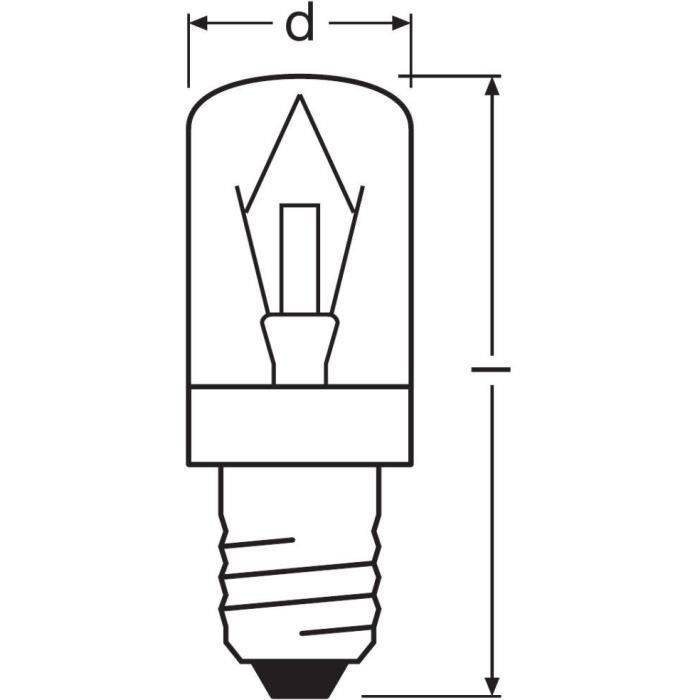 OSRAM SPECIAL T-FRIDGE - Glühlampe - Form: T16 - klare Oberfläche - E14 - 15 W - Klasse E - 2700 K.