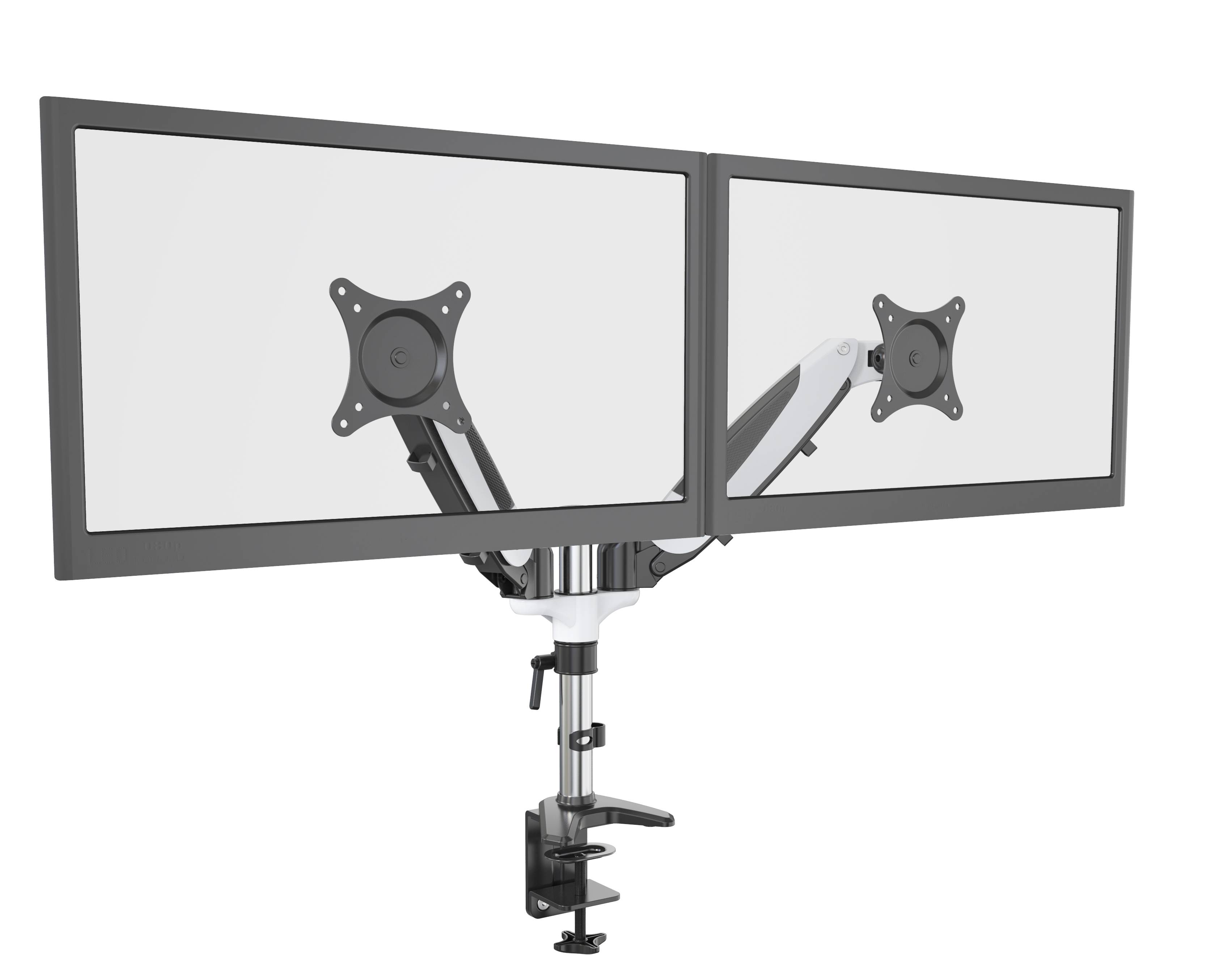 ERGOLEBEN ergonomische Tischhalterung Monitorhalterung höhenverstellbar Gasdruckfeder Arm - 2 Monitore