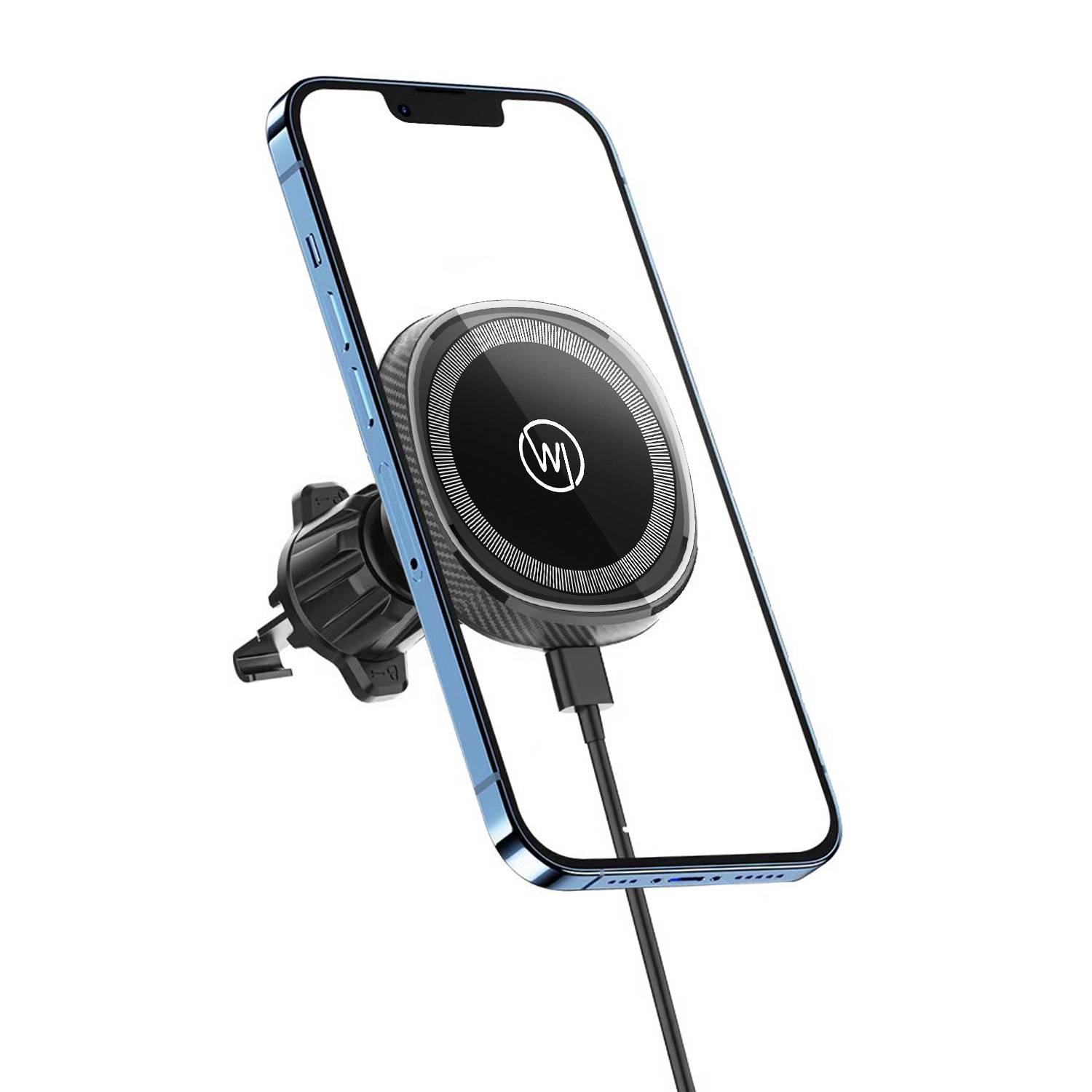 15W KFZ Autohalterung mit Ladefunktion für iPhone 15, 14, 13, 12 - MagSafe Ladegerät Auto Handyhalterung