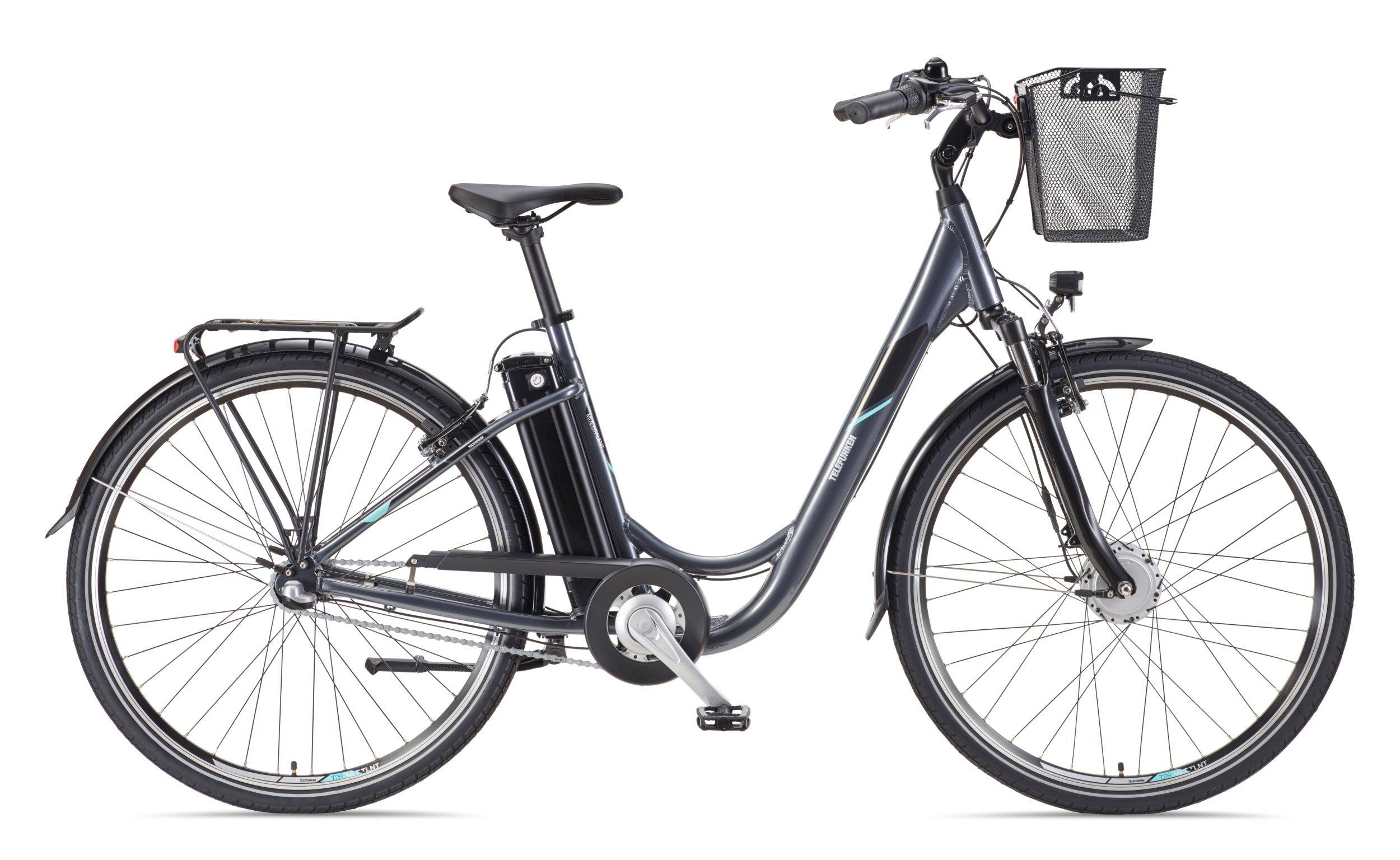 Telefunken E-Bike RC830 28 Zoll mit 3-Gang Shimano Nabenschaltung / Frontmotor 250W / Sitzrohrakku 531,3 Wh / anthrazit