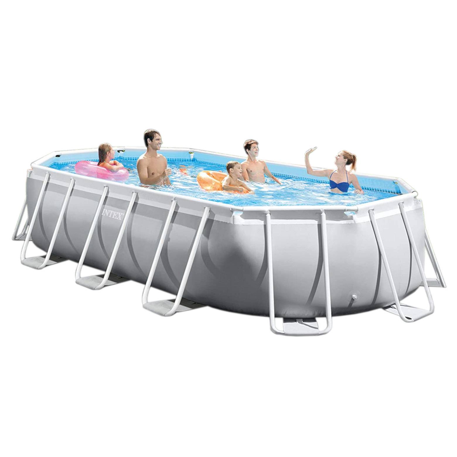 INTEX 26796GN - Prism Frame Oval Pool (503x274x122cm) + aufblasbare Schwimmtiere