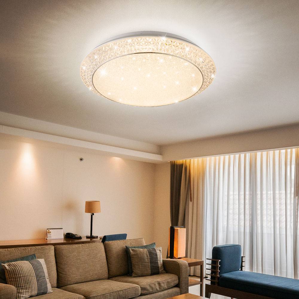 LED Deckenleuchte Kristalle Kristallleuchte Fernbedienung Deckenlampe dimmbar, CCT, Metall, 28W 3300Lm 3000-4000-6000K, DxH 41x10 cm