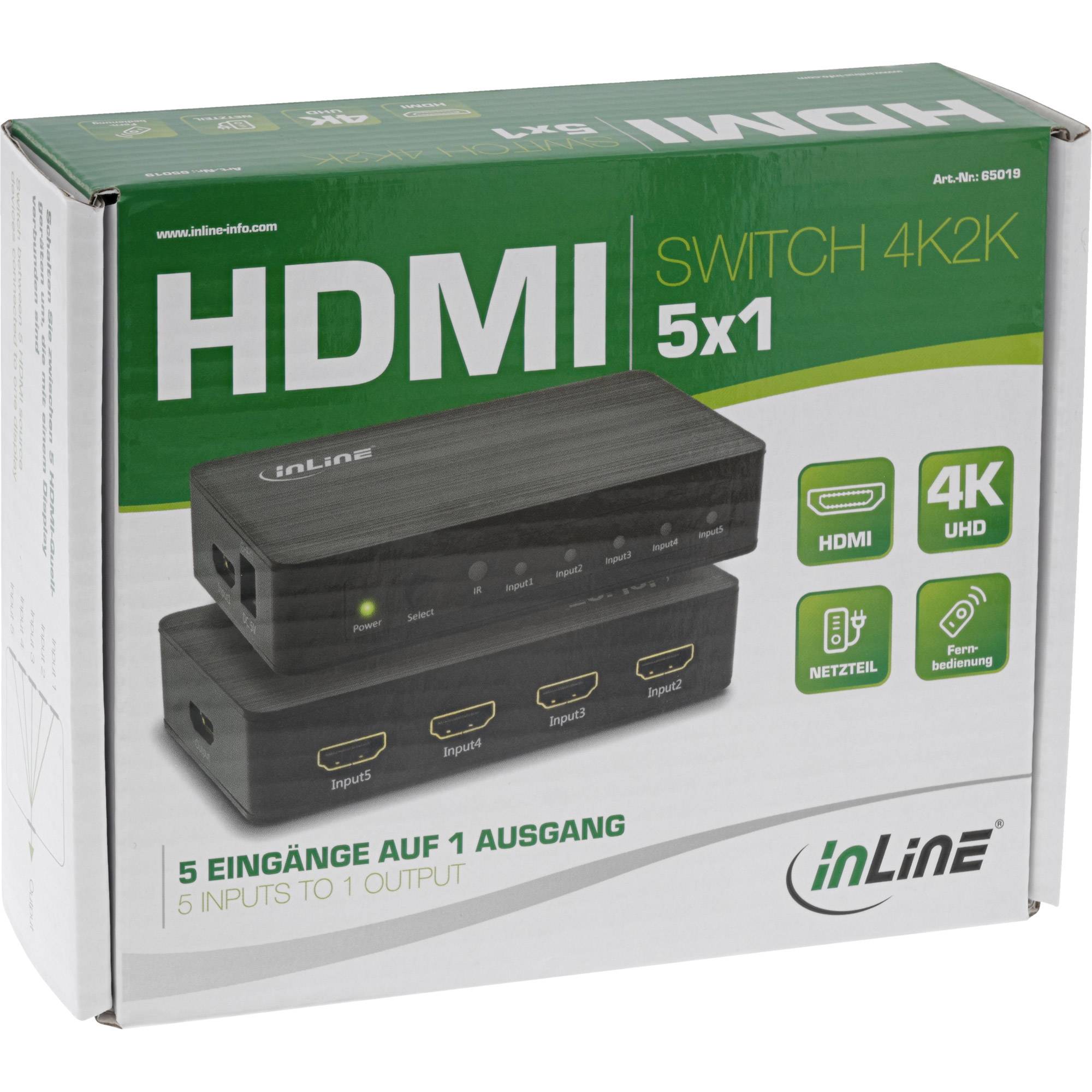 InLine HDMI Switch - 5-fach - 4K2K@60Hz - HDCP 2.2 - Gbps - HDMI
