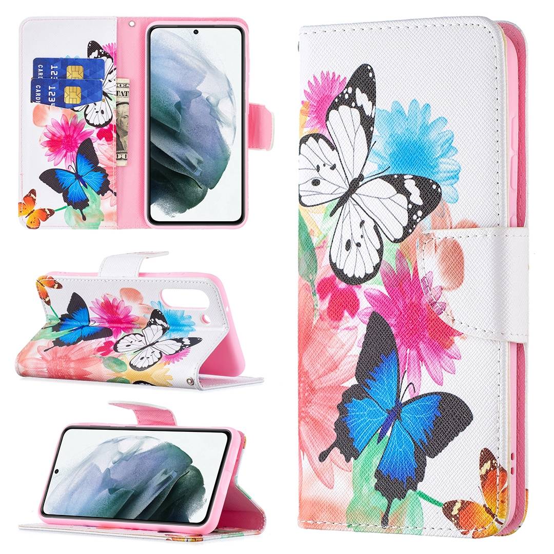 Für Samsung Galaxy S21 FE G990B Kunstleder Handy Tasche Book Motiv 6 Schutz Hülle Case Cover Etui Neu