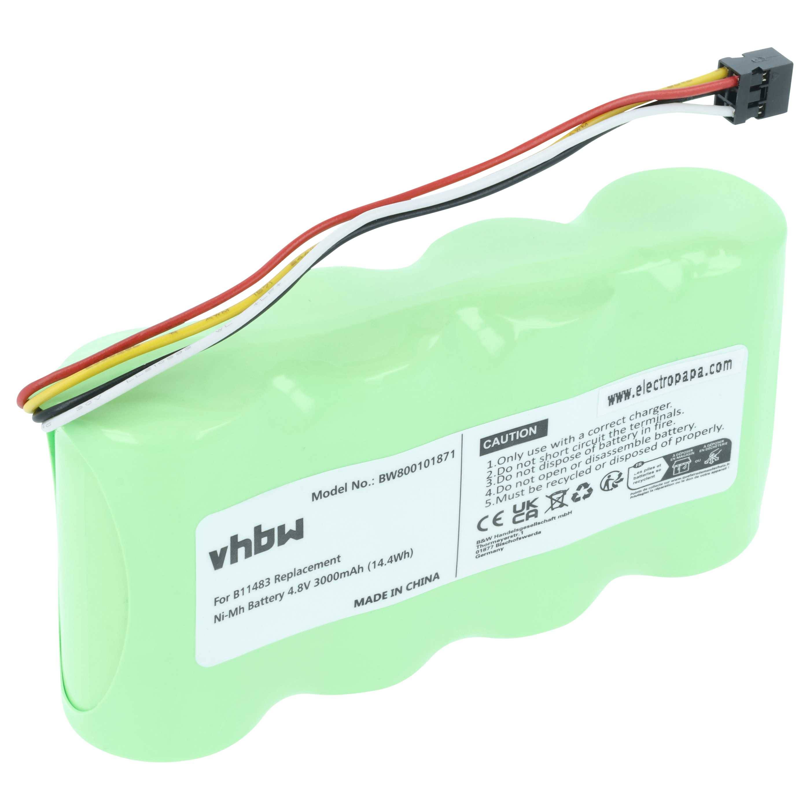 vhbw Akku Ersatz für Fluke BP120MH, B11483, BP120 für Messgerät (3000 mAh, 4,8 V, NiMH)