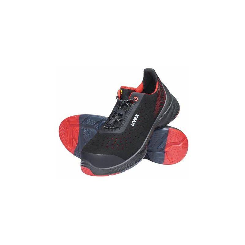 uvex 1 G2 Sicherheits-Halbschuh S1P, schwarz/rot, Gr. 42