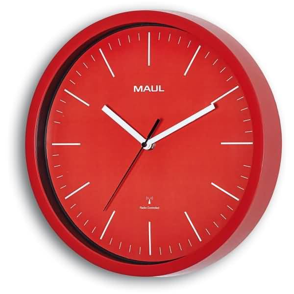 Wanduhr Mauljump 30,5cm Funkuhr rot